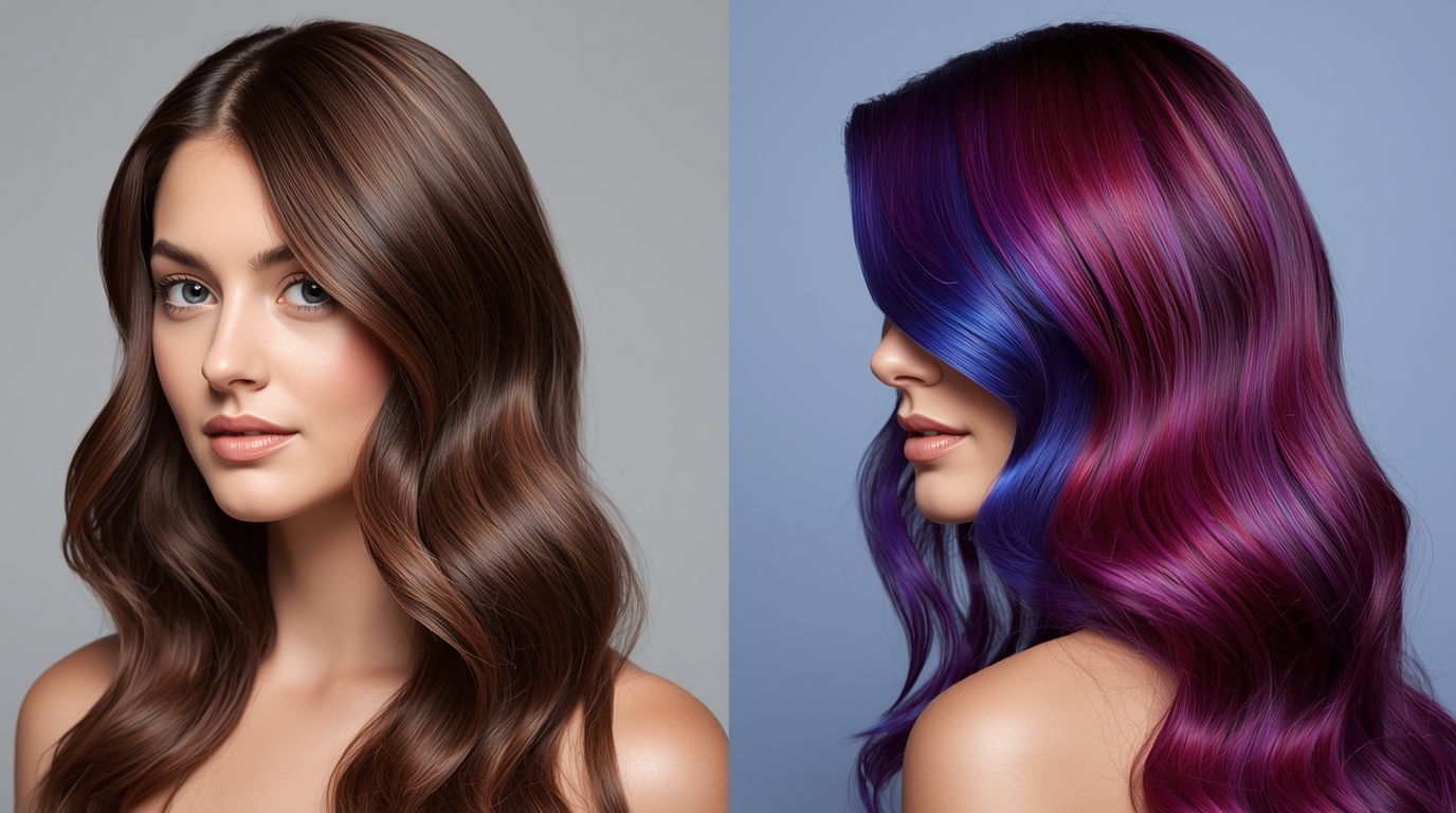 رنگ موی موقت ژله‌ای روی دسته مو – نمای نزدیک